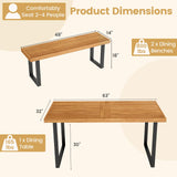 Tangkula 3 Pieces Patio Dining Table Set