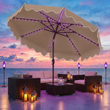 Tangkula 9/10 FT Solar Patio Umbrella with 104/112 Color-Changing Flowing LED Lights