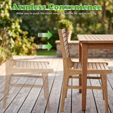 Tangkula Teak Wood Solid Wood Armless Patio Chairs with Slatted Backrest & Seat (1/2/4)