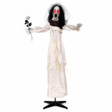 Tangkula 5.7 FT Halloween Standing Animatronics Ghost Bride with Flower