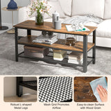 Tangkula Small TV Stand for TVs up to 50 Inch, 3-Tier TV Console Table with Power Outlets, USB Ports
