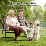 Tangkula Folding Outdoor Garden Bench, 2-Person Patio Bench with Backrest and Armrests