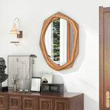 Tangkula Irregular Wood Framed Mirror, 35" x26" Large Farmhouse Decorative Mirror