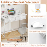 Tangkula Computer Desk with 2 Storage Drawers & 4 Hooks