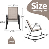 Tangkula Patio Rocking Chair Set of 2/4, Outdoor Ergonomic Rockers with Breathable Fabric Seat