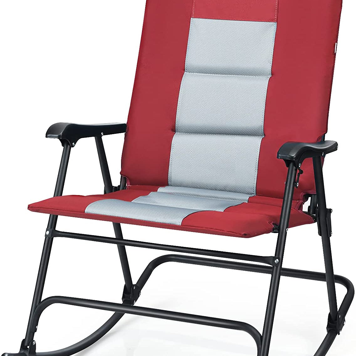 Folding Rocking Chair, Rocking Chair with Padded Seat High Back & Armrest, Support 350 lbs