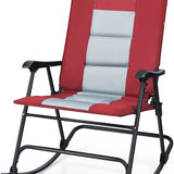 Folding Rocking Chair, Rocking Chair with Padded Seat High Back & Armrest, Support 350 lbs