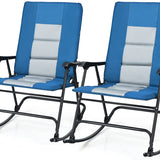 Folding Rocking Chair, Rocking Chair with Padded Seat High Back & Armrest, Support 350 lbs