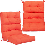 Patio High Back Chair Cushion, Tufted Chair Seat Pads with Non-Slip String Ties