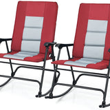 Folding Rocking Chair, Rocking Chair with Padded Seat High Back & Armrest, Support 350 lbs