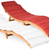 Tangkula Folding Patio Lounge Chair, Solid Eucalyptus Wood Sun Lounger Chair