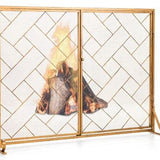 44.5 x 33.5 Inch Double-Door Fireplace Screen, 2-Panel Large Flat Wrought Metal Fire Spark Guard Gate Cover for Home