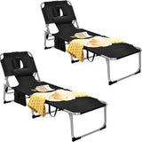 Beach Chaise Lounge Chair with Hole for Face,  for Outdoor Backyard Poolside