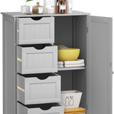 Bathroom Floor Cabinet, Free Standing Storage Cabinet with 4 Drawers & Single Door, 22 x 12 x 32 Inches