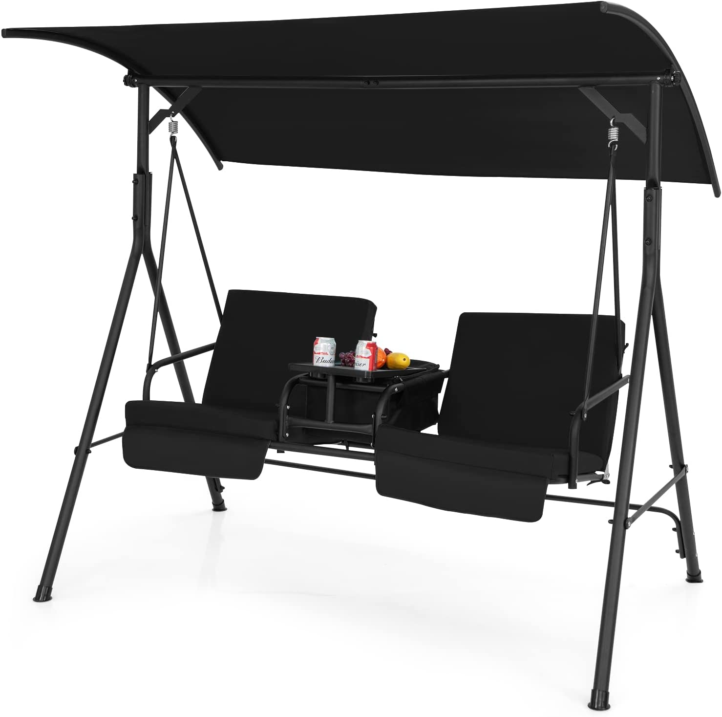 Tangkula 2 Person Porch Swing with Cooler Bag
