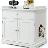 Tangkula Litter Box Enclosure, Cat Litter Box Furniture Hidden with Large Drawer, 2 Doors