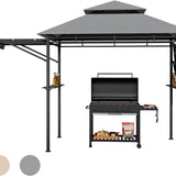Tangkula 13.5x4 Ft Grill Gazebo with Dual Side Awnings, Double Tier BBQ Gazebo with 2 Side Shelves