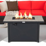 Tangkula 7 Piece Patio Furniture Set with Fire Pit Table, Includes 42 Inches 60,000 BTU Propane Rectangle Fire Pit Table