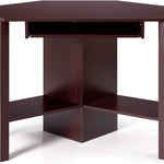 Corner Computer Desk, Cherry - Tangkula