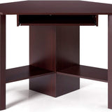 Corner Computer Desk, Cherry - Tangkula
