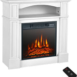 32" Electric Fireplace with Mantel, 1400W Freestanding Heater with Remote Control & Adjustable Brightness