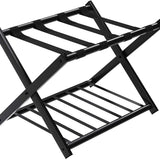 Tangkula Luggage Rack , Folding Metal Suitcase Luggage Stand, Double Tiers Luggage Holder with Shoe Shelf