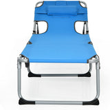 Beach Chaise Lounge Chair with Hole for Face,  for Outdoor Backyard Poolside