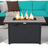 Tangkula 7 Piece Patio Furniture Set with Fire Pit Table, Includes 42 Inches 60,000 BTU Propane Rectangle Fire Pit Table