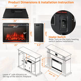 Tangkula Electric Fireplace Insert, Freestanding & Recessed Electric Fireplace Heater with Remote Control