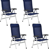 Tangkula Patio Folding Chairs, Portable Reclining Chairs with 7-Position Adjustable Back & Padded Headrest