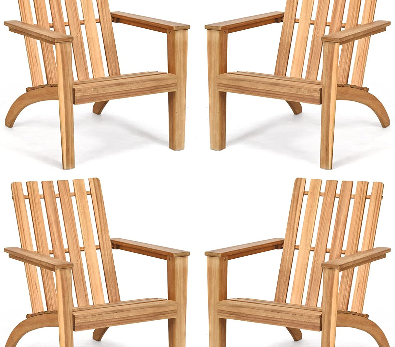 Adirondack Chair Acacia Wood Outdoor Armchairs - Tangkula