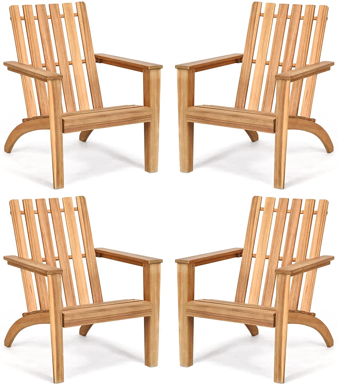Adirondack Chair Acacia Wood Outdoor Armchairs - Tangkula