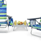Tangkula Set of 2 Backpack Beach Chair, 5-Position Lay Flat Beach Chairs with Cooler Bag
