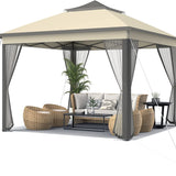 Tangkula 11x11 Ft Pop up Gazebo, 2-Tier Patio Gazebo with Netting, Carry Bag