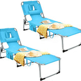 Beach Chaise Lounge Chair with Hole for Face,  for Outdoor Backyard Poolside