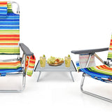 Tangkula Set of 2 Backpack Beach Chair, 5-Position Lay Flat Beach Chairs with Cooler Bag