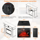 Tangkula Electric Fireplace Insert, Freestanding & Recessed Electric Fireplace Heater with Remote Control