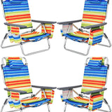 Tangkula Set of 2 Backpack Beach Chair, 5-Position Lay Flat Beach Chairs with Cooler Bag