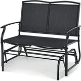 2-Person Patio Swing Glider Bench, Outdoor Rocker Glider Loveseat Chair
