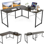 95 Inch Reversible Corner Desk with Monitor Stand - Tangkula