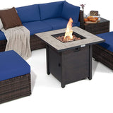 Tangkula 7 Piece Patio Furniture Set with Fire Pit Table, 30 Inches 50,000 BTU Propane Fire Pit Table