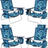 Tangkula Set of 2 Backpack Beach Chair, 5-Position Lay Flat Beach Chairs with Cooler Bag