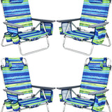 Tangkula Set of 2 Backpack Beach Chair, 5-Position Lay Flat Beach Chairs with Cooler Bag