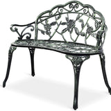 Outdoor Garden Bench Park Bench, All-Weather Patio Bench Chair with Cast Aluminum Seat & Backrest