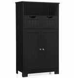 Tangkula Bathroom Floor Cabinet, Storage Cabinet w/One Open Shelf Two Doors and Two Adjustable Drawers, Standing Cupboard for Kitchen