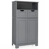 Tangkula Bathroom Floor Cabinet, Storage Cabinet w/One Open Shelf Two Doors and Two Adjustable Drawers, Standing Cupboard for Kitchen