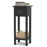 Tangkula Small Side Table for Small Spaces, Farmhouse Acacia Wood Slim End Table