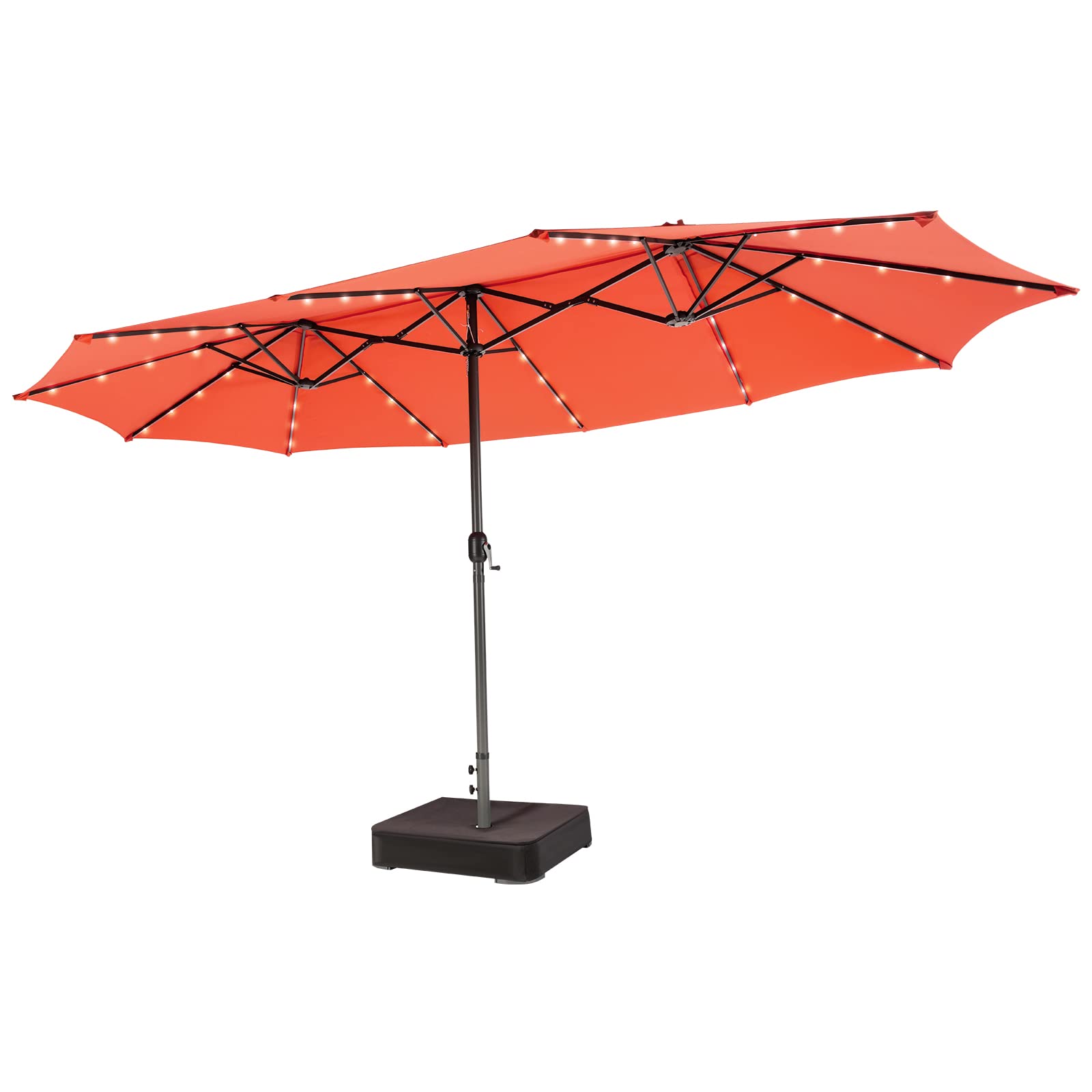 15 ft patio umbrella with solar lights 15 Feet Double-Sided Patio Umbrella with 48 LED Lights, Orange
