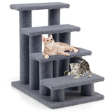 Tangkula Pet Stairs for Cats and Dogs, 4-Step Carpeted Ladder Ramp Cat Climber Cat Scratching Post