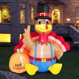 Tangkula 6 FT Thanksgiving Inflatable Turkey, Lighted Thanksgiving Decorations for Lawn, Garden, Party